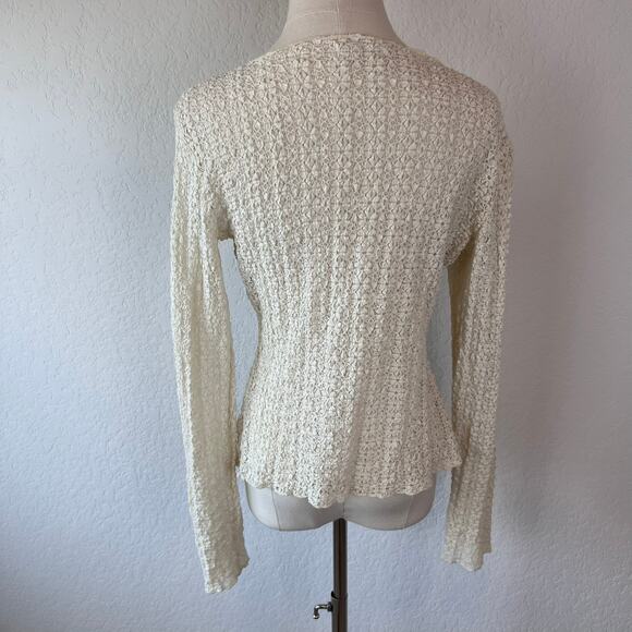 Natural Life Lace Layering Top in Ivory Long Sleeve size Medium Boho Coastal - Picture 7 of 9